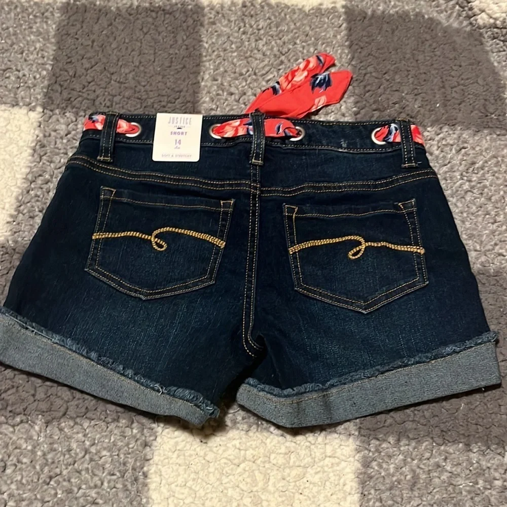 NWT Justice Girl’s Denim Jean Shorts Cutoffs Size 14 Slim